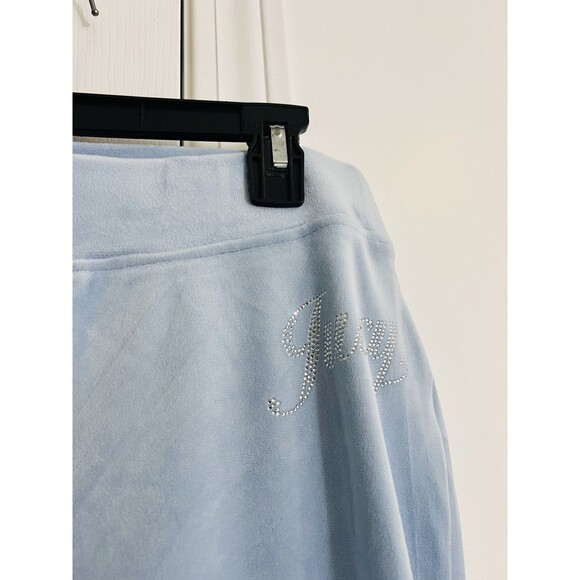 Juicy Couture Size M Velour Tracksuit Hoodie & Pants Frosted Blue Front Logo Y2K - Picture 6 of 7